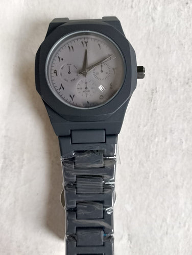 Arabic Black Aura Watch in Metal with Date
